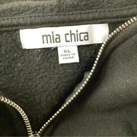 Girls Mia Chica Black Cropped Zipper Hooded Jacket (Preowned) - Picture 4 of 5